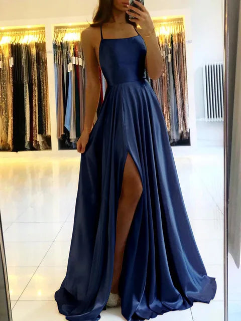 Burgundy Satin Side Slit Maxi Dress ✨