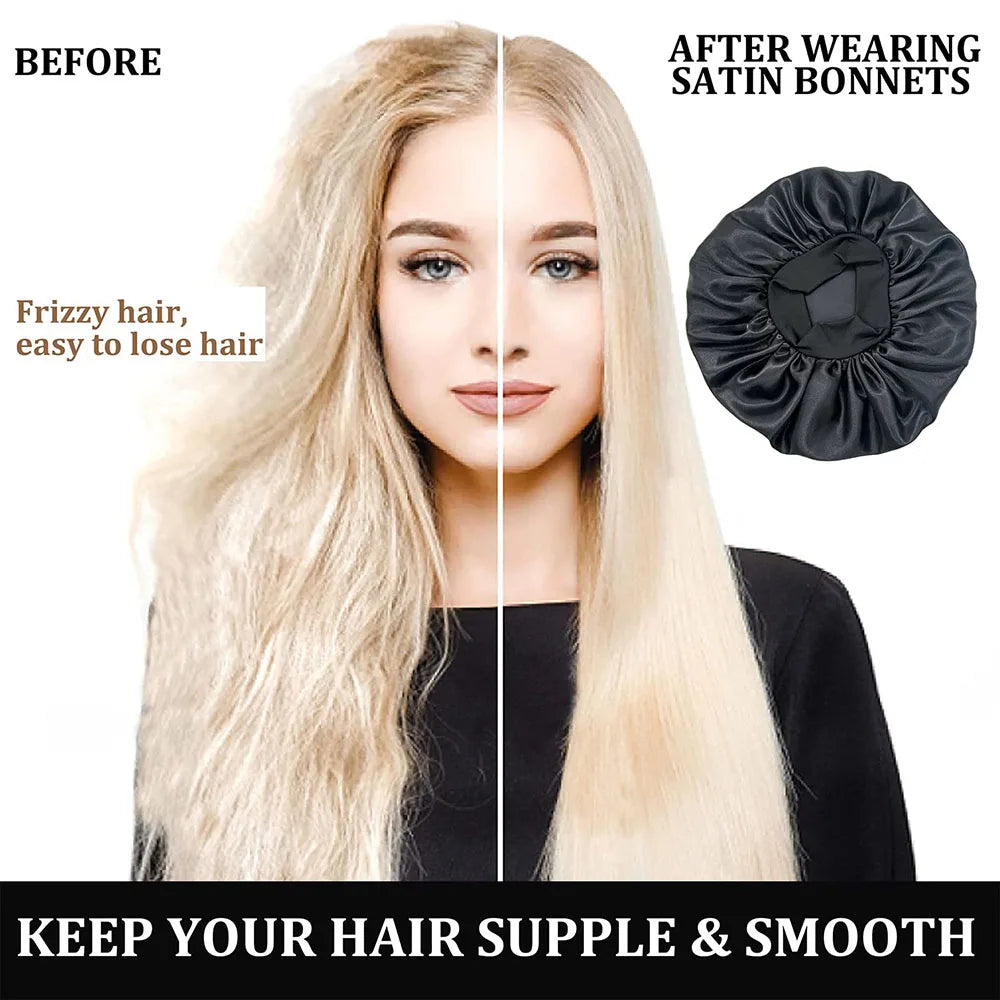 Luxury Satin Sleep Cap – Anti-Frizz Hair Bonnet for Women