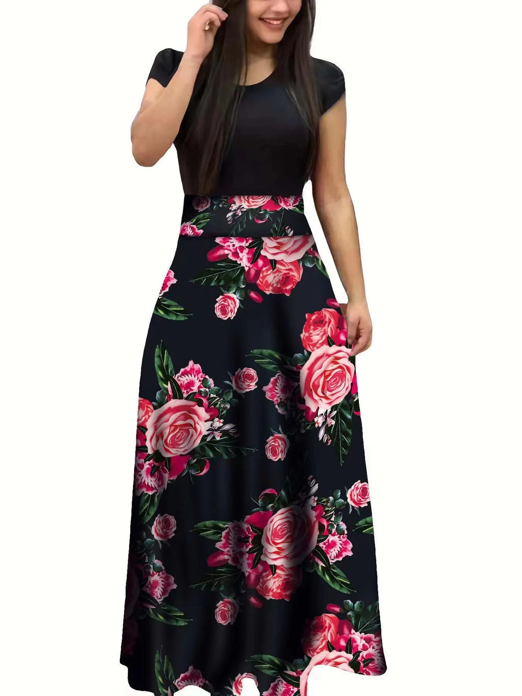Floral Colorblock Swing Dress 🌸✨