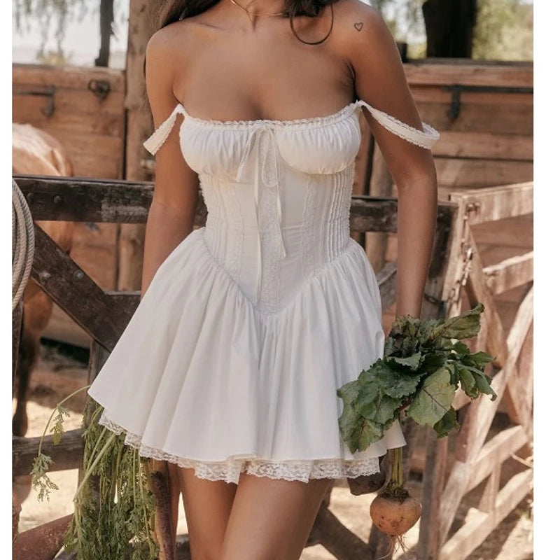Elegant White Pleated A-Line Mini Dress ✨