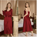 Women’s 2-Piece Pajama Set – Loose Robe & Cami Nightgown Loungewear