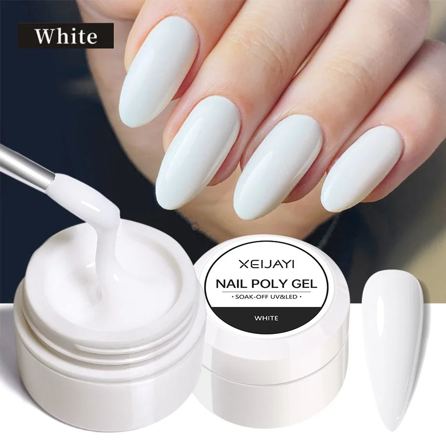 XEIJAYI Extension Nail Gel Jelly Pink White Clear Hard Gel Polish Self Leveling Soak Off UV Construction Nail Art DIY Manicure