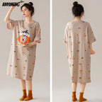 Women’s Cotton Plus Size Nightgown – Breathable Short Sleeve Sleep Dress