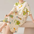 Women’s Cotton Plus Size Nightgown – Breathable Short Sleeve Sleep Dress