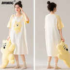Women’s Cotton Plus Size Nightgown – Breathable Short Sleeve Sleep Dress
