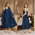 Women’s 2-Piece Pajama Set – Loose Robe & Cami Nightgown Loungewear