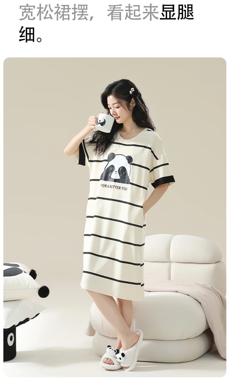 Women’s Cotton Plus Size Nightgown – Breathable Short Sleeve Sleep Dress