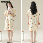 Women’s Cotton Plus Size Nightgown – Breathable Short Sleeve Sleep Dress