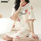 Women’s Cotton Plus Size Nightgown – Breathable Short Sleeve Sleep Dress