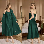 Women’s 2-Piece Pajama Set – Loose Robe & Cami Nightgown Loungewear