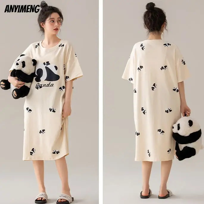 Women’s Cotton Plus Size Nightgown – Breathable Short Sleeve Sleep Dress