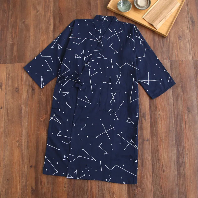 Japanese-style kimono pajamas summer new 100% cotton gauze pajamas nightgown ladies SPA yukata homewear long pajamas women