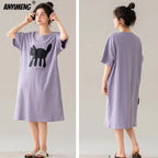 Women’s Cotton Plus Size Nightgown – Breathable Short Sleeve Sleep Dress