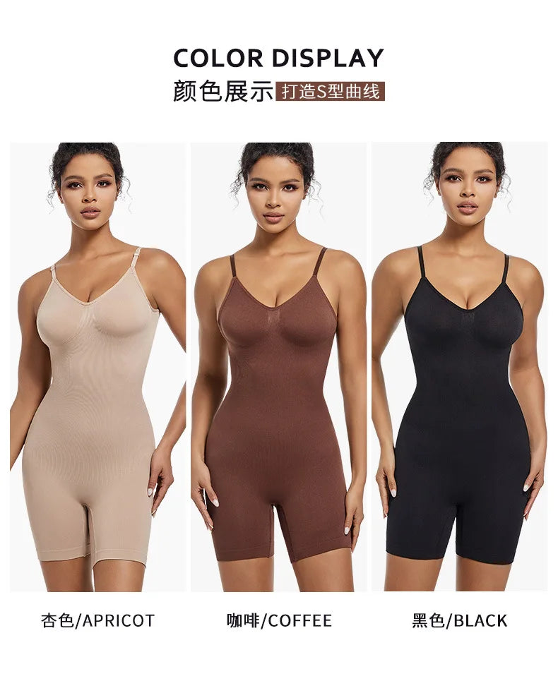 Seamless Open-Back Sculpting Bodysuit – Tummy Control & Natural Lift