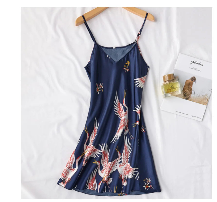 Women’s Silky 2-Piece Pajama Set – V-Neck Nightgown & Robe Loungewear