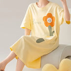 Women’s Cotton Plus Size Nightgown – Breathable Short Sleeve Sleep Dress