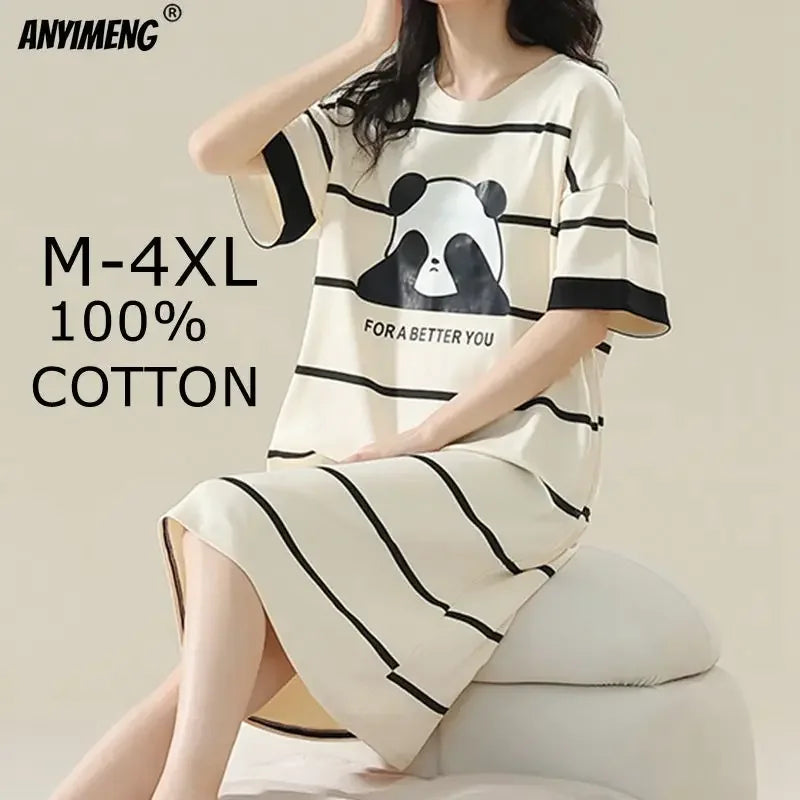 Women’s Cotton Plus Size Nightgown – Breathable Short Sleeve Sleep Dress