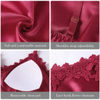 Women’s 5-Piece Satin Pajama Set – Silk Lace Robe & Sexy Nightwear Set