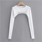 Women’s Long Sleeve Crop Top – Slim Fit Basic Tee for Spring & Fall