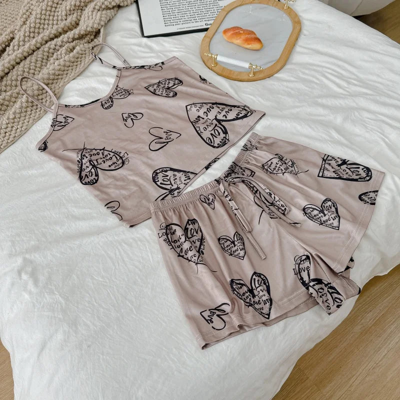 Women’s Satin Pajama Set – Ice Silk Top & Shorts Loungewear Set