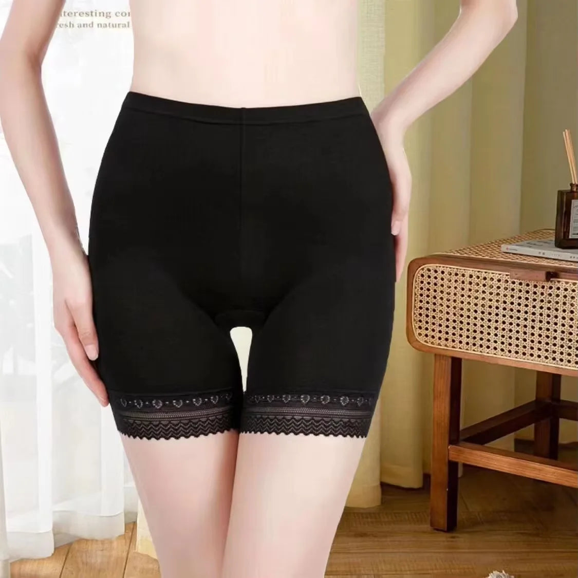 Women’s Plus Size Safety Shorts – Soft Modal Lace Underwear Shorts (40–100kg Fit)