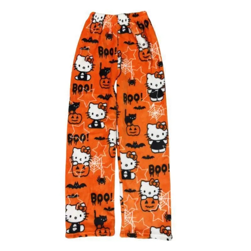 Stay Cozy in Style – Hello Kitty Cloud-Soft Flannel Pajama Pants for Winter Nights
