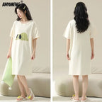 Women’s Cotton Plus Size Nightgown – Breathable Short Sleeve Sleep Dress