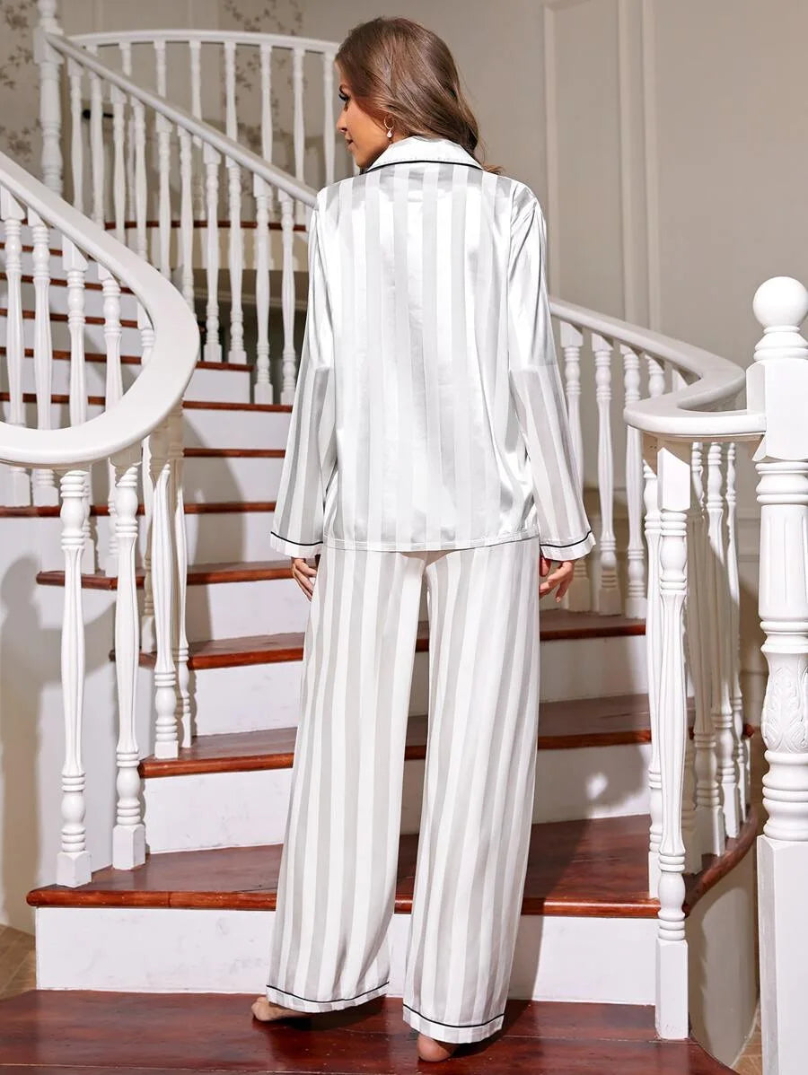 Women’s Solid 2-Piece Pajama Set – Casual Sleepwear & Loungewear