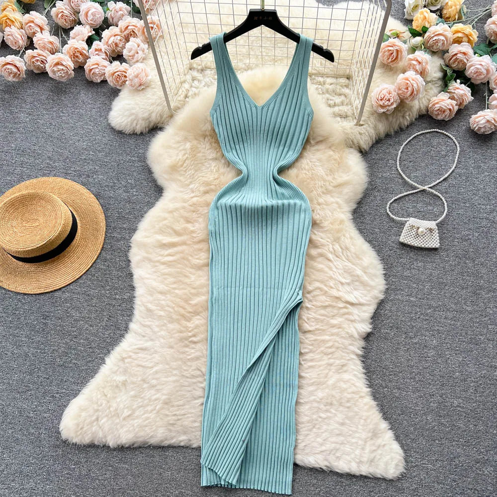 Chic Wrap Split Bodycon Maxi Dress ✨