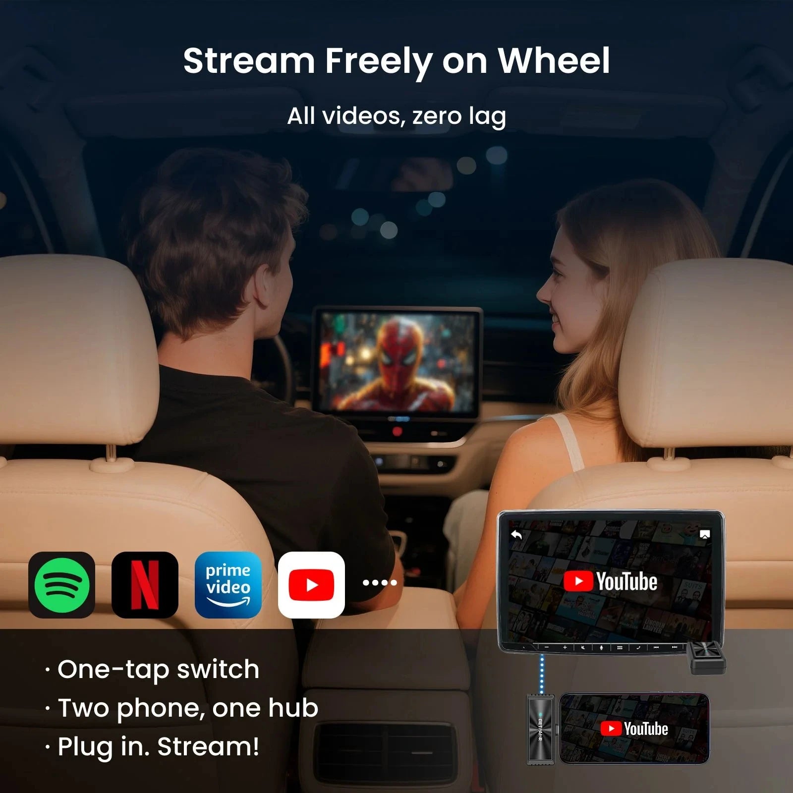 Getpairr Wireless Carplay Adapter Screen Mirroring Touch Car Accessories Video Box iOS & Android Mirroring for VW Audi Benz Toyo