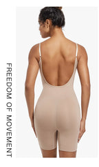 Seamless Open-Back Sculpting Bodysuit – Tummy Control & Natural Lift