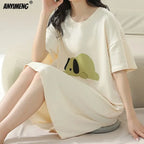 Women’s Cotton Plus Size Nightgown – Breathable Short Sleeve Sleep Dress