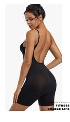 Seamless Open-Back Sculpting Bodysuit – Tummy Control & Natural Lift