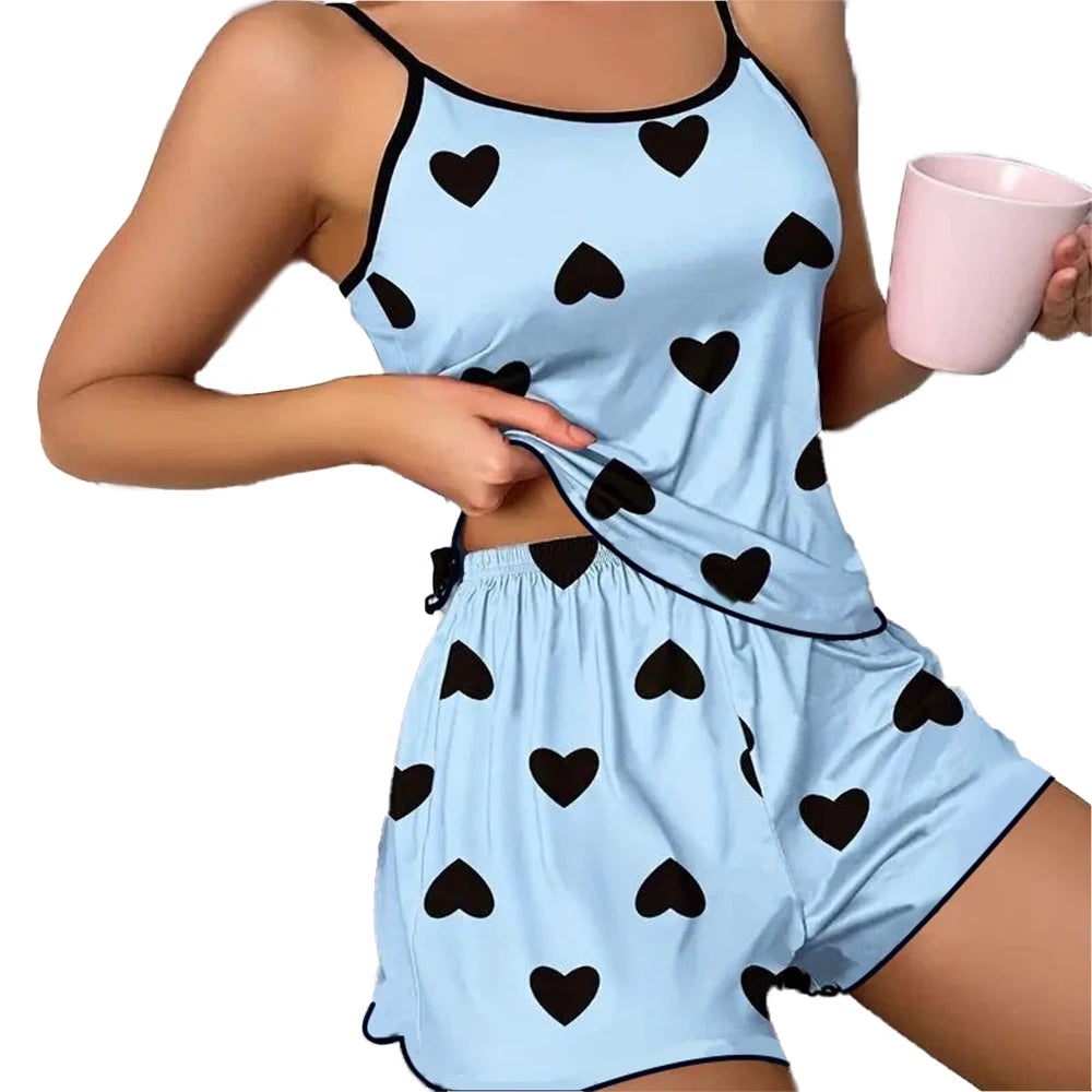 Pink Heart Silk Pajama Set 💗✨