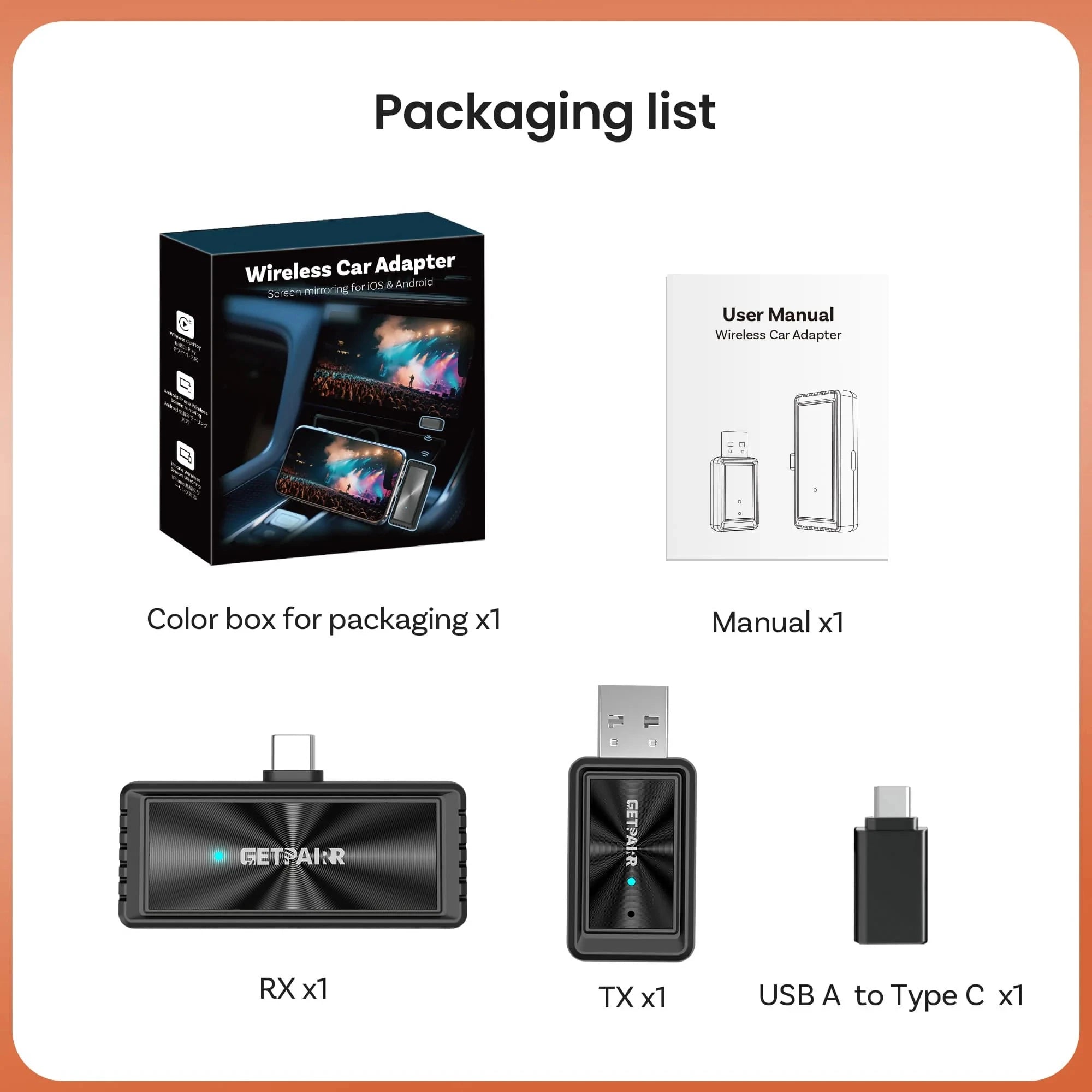 Getpairr Wireless Carplay Adapter Screen Mirroring Touch Car Accessories Video Box iOS & Android Mirroring for VW Audi Benz Toyo