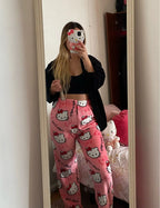 Y2K Hello Kitty Cartoon Pajama Pants – Women’s Casual Home Loungewear