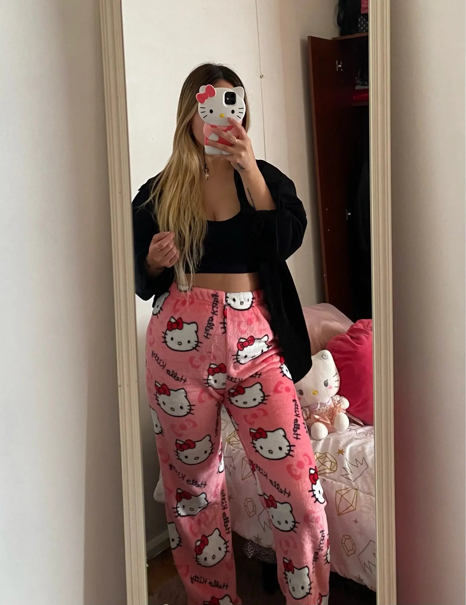 Y2K Hello Kitty Cartoon Pajama Pants – Women’s Casual Home Loungewear