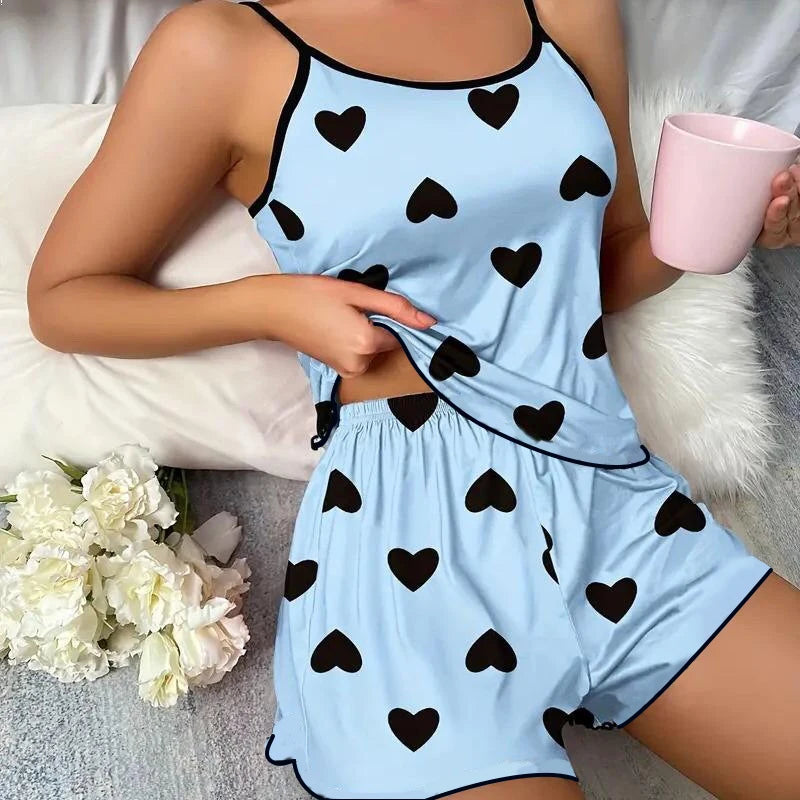Pink Heart Silk Pajama Set 💗✨
