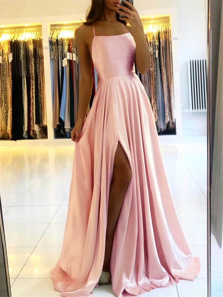 Burgundy Satin Side Slit Maxi Dress ✨