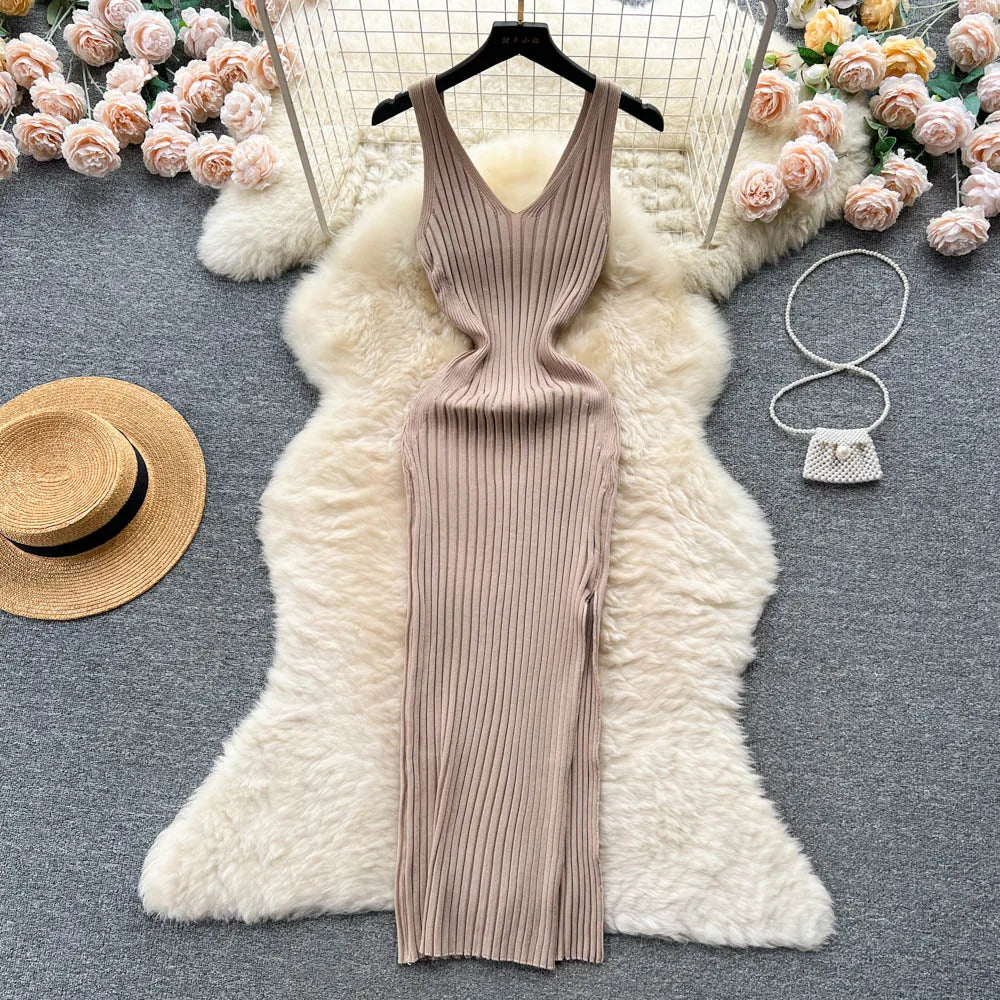 Chic Wrap Split Bodycon Maxi Dress ✨