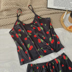 Women’s Satin Pajama Set – Ice Silk Top & Shorts Loungewear Set