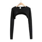 Women’s Long Sleeve Crop Top – Slim Fit Basic Tee for Spring & Fall