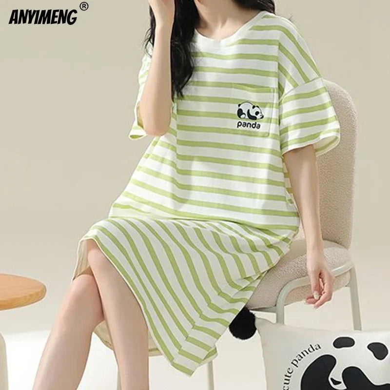 Women’s Cotton Plus Size Nightgown – Breathable Short Sleeve Sleep Dress