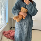 Women’s Coral Fleece Bathrobe – Thick & Warm Winter Robe Loungewear