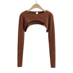 Women’s Long Sleeve Crop Top – Slim Fit Basic Tee for Spring & Fall