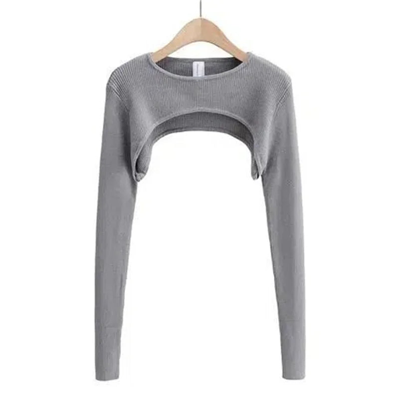 Women’s Long Sleeve Crop Top – Slim Fit Basic Tee for Spring & Fall